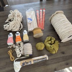 Macrame Starter Kit Rope, Dyes, Wooden Dowels, Metal Bars For Crafts