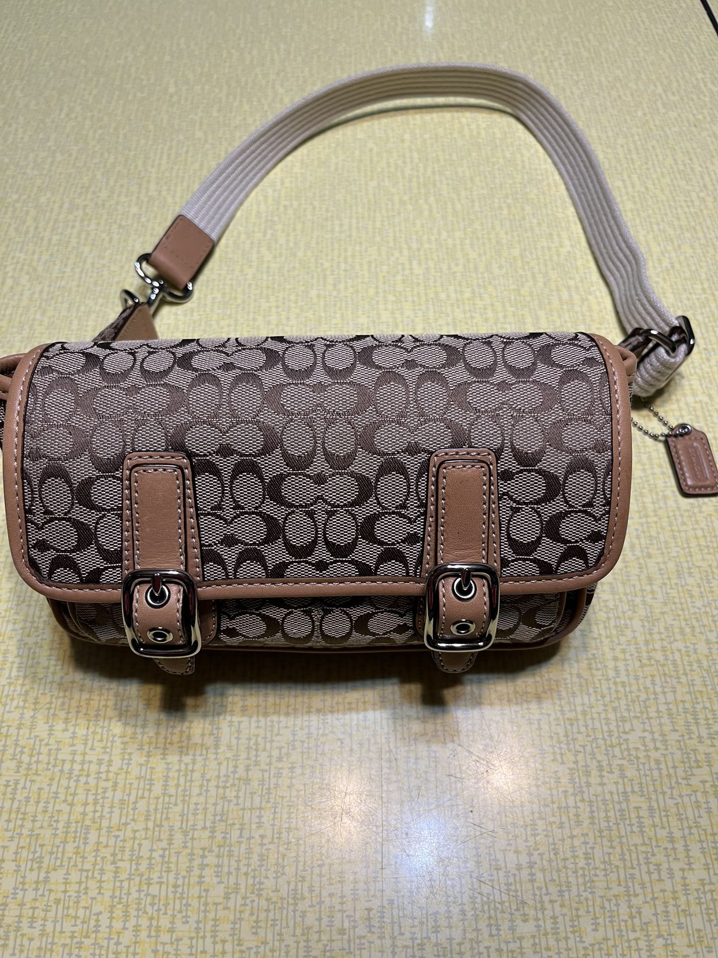 Coach Beige/brown Vintage Bon Voyage Signature Belt Bag/Fanny Pack