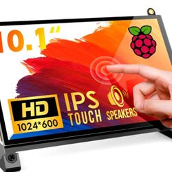 ROADOM Raspberry Pi Screen, 10.1’’ Touchscreen Monitor, IPS FHD 1024×600,Responsive and Smooth Touch,Dual Built-in Speakers,HDMI Input