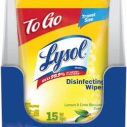 BRWH-B09VCVHFJ5  LYSOL Disinfecting Wipes - Lemon & Lime Blossom To-Go Flatpack 15 ct. 1 pack