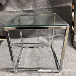 Silver - Glass Accent Table