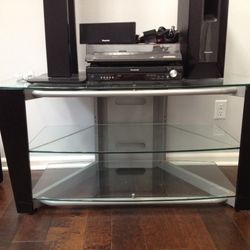 TV Stand. Wood Metal And Glass