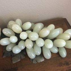 10” (large Cluster) Stone (Very Real Looking) Grapes With Shell Leaves 