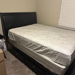 Queen Size Bed Frame With Mattress And box spring Included