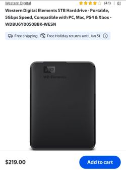 WD Elements 5TB Portable External Hard Drive