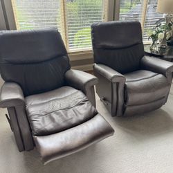 Twin  Brown leather Recliners