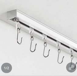 Aluminum Ceiling Curtain Track with Roller Hooks, White, 6ft-9ft