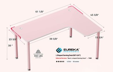 Pink L-Shaped Computer Desk