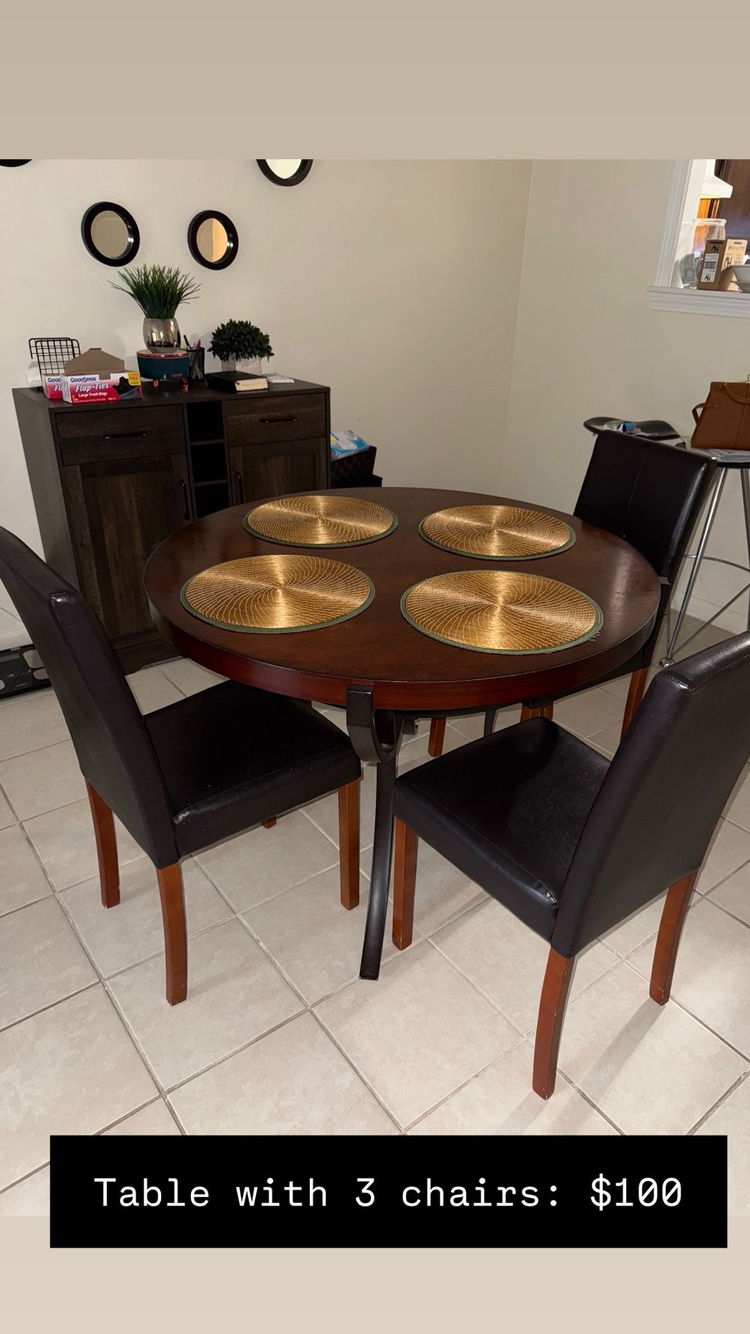 Dining room with three chairs