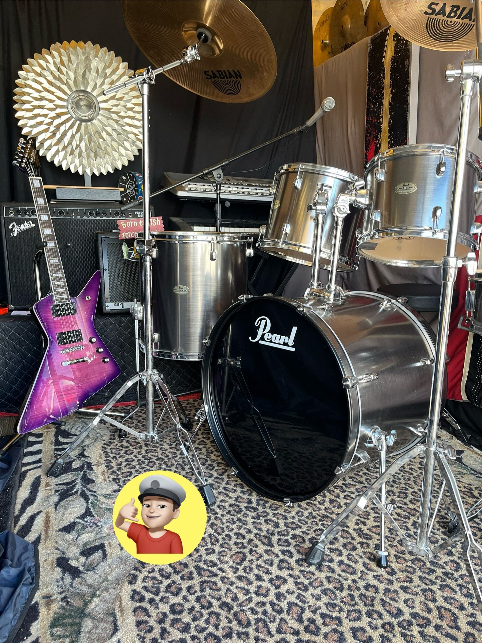 π₯ Chrome Pearl βFORUMβ Drum Set MINT!