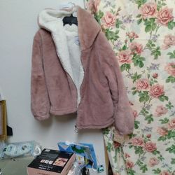 Warm Pink Very Warm Jacket With Hood  Brand New  Side Small. With Zipper In Front.