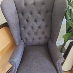 Luxe Fabric Wingback Chair, Studded
