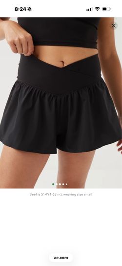 Aerie LARGE Shorts Skirt Skirt Flowy Black Criss Cross