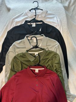Lot of 5 Men's Long-Sleeve Polo Shirts – Size Medium (Great Condition!)