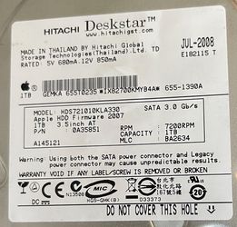 Apple 3.5” SATA HD, Hitachi 1TB