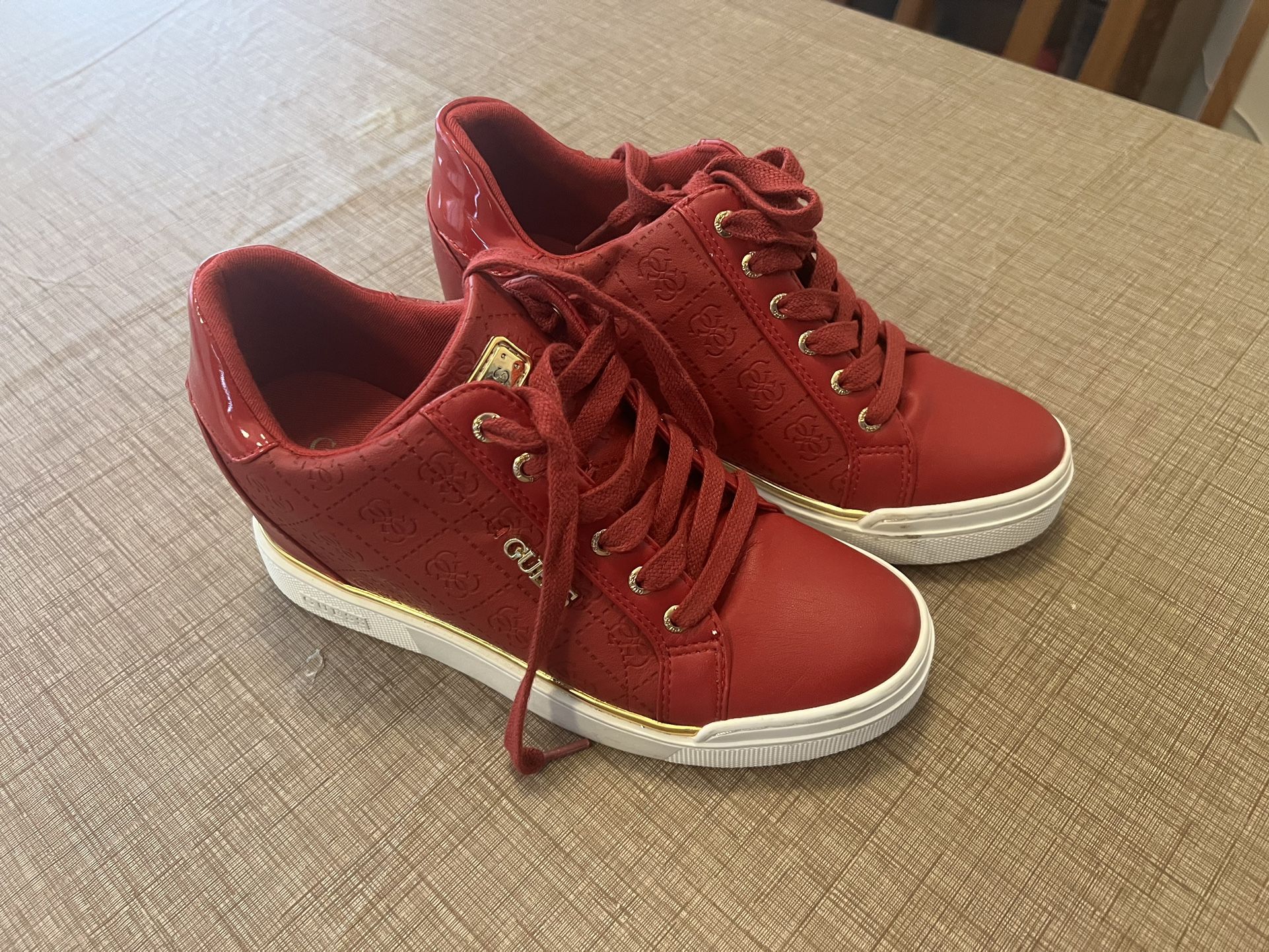 Guess Red Platform Sneakers Size 7.5
