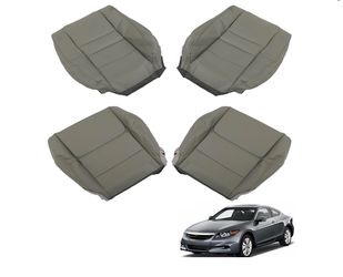 munirater 4Pcs Gray Seat Cover Leather Lean Back Bottom and Top Driver & Passenger Replacement for 2008-2012 Accord Sedan 4-Door