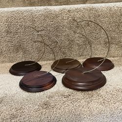 Hallmark Ornament Display Stand With Wooden Base and Hanger lot of 5