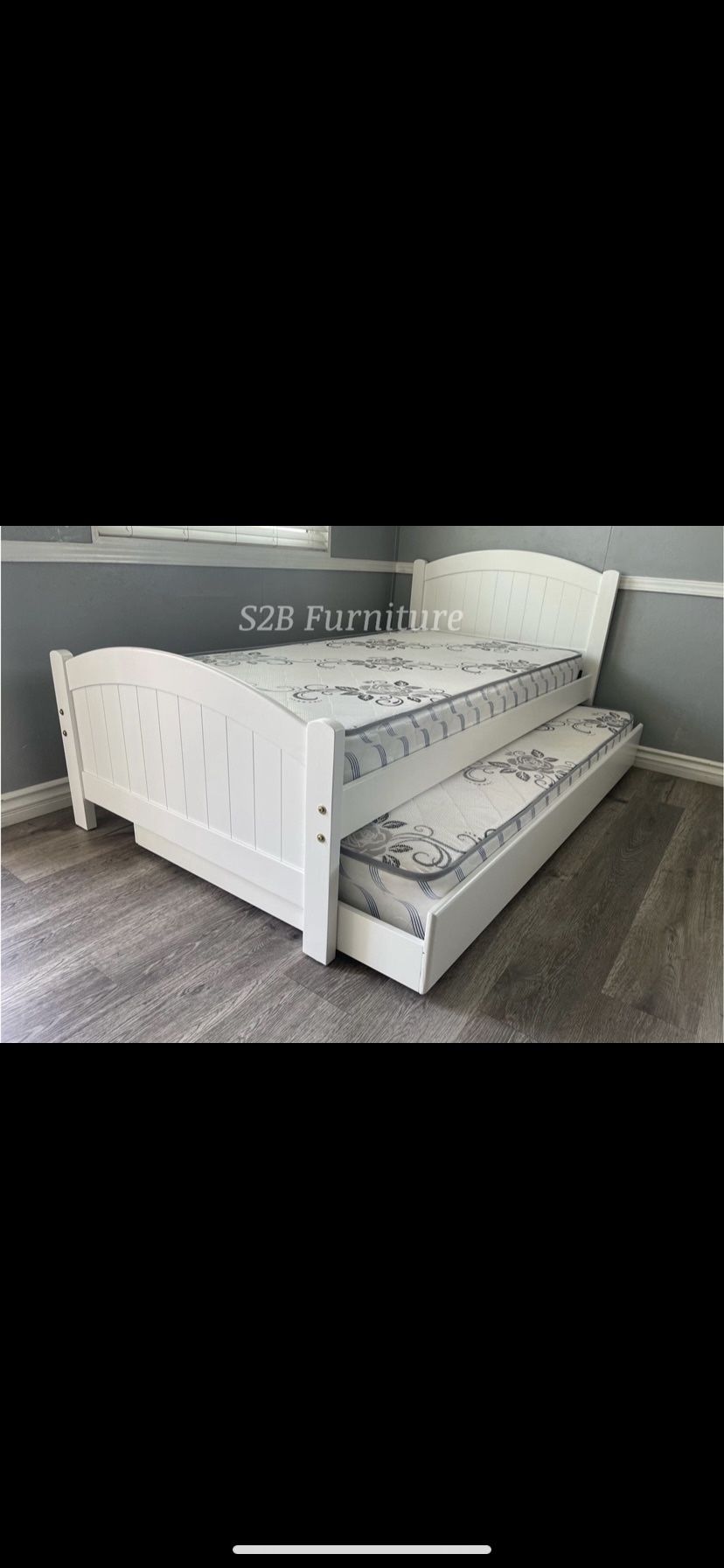 Twintwin Size White Plain Trundl3 W Ortho Matres!!!!