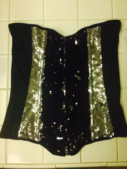 Black/Silver L/XL Corset ... Halloween Club . New $15 FIRM