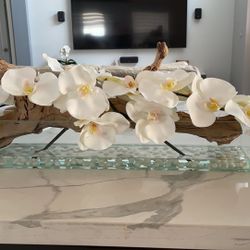 Silk Arrangements Flower Orchids White, Arreglo floral Orquídeas blancas  Bucaro