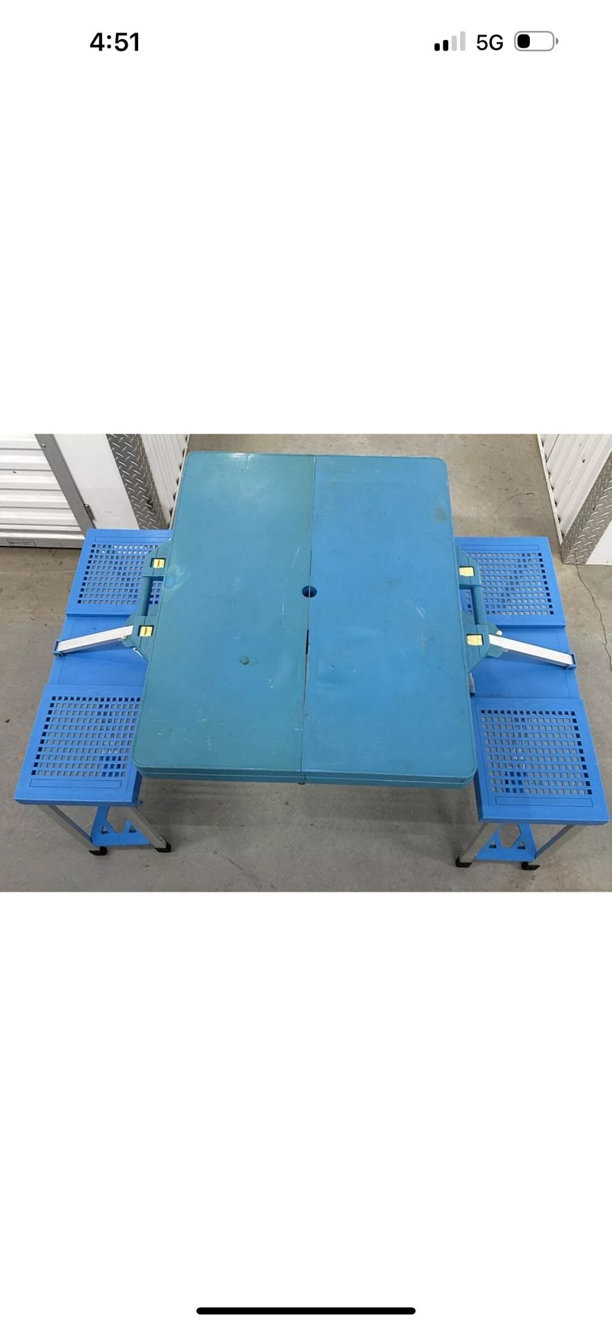 Vintage Blue Northstar Versa-Table Folding Suitcase Table & Chair Set Camping