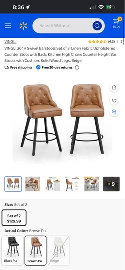 Set of 2 Vingli Swivel Bar Stools