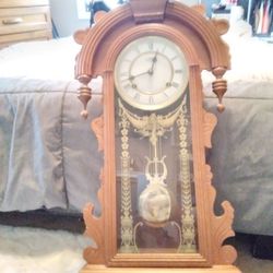 Beautiful Wooden &Gold Old School Clock That Needs A Little T.L.C