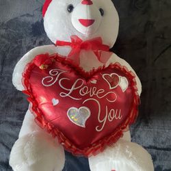 Big I Love You Stuffed White Bear