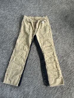 One-of-One Tan & Black Custom Jeans – Size M/30
