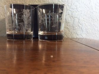 Etched Glasses with Lady Golfer