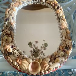Rare Find Kitschy Sea Shell Decorated Vintage Mirror