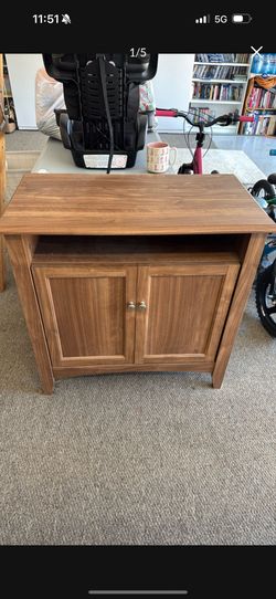 Medium/ Walnut Color Wood Storage Cabinet: shelves cabinet