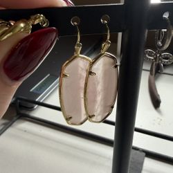 Kendra Scott Rose Quartz Gold Drop Earrings