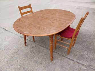 Wooden Oval Dining Table and 2 Chairs