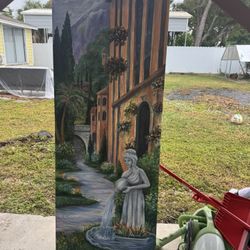 Large Hand-Painted Canvas – Tuscany Landscape Theme