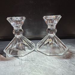 24% Lead Crystal Candlestick Holders with Octagon Base Stem Made in USA - 6 Pk