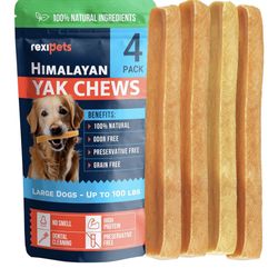 100% Natural Himalayan Yak Cheese For Large Dogs - 4pk!