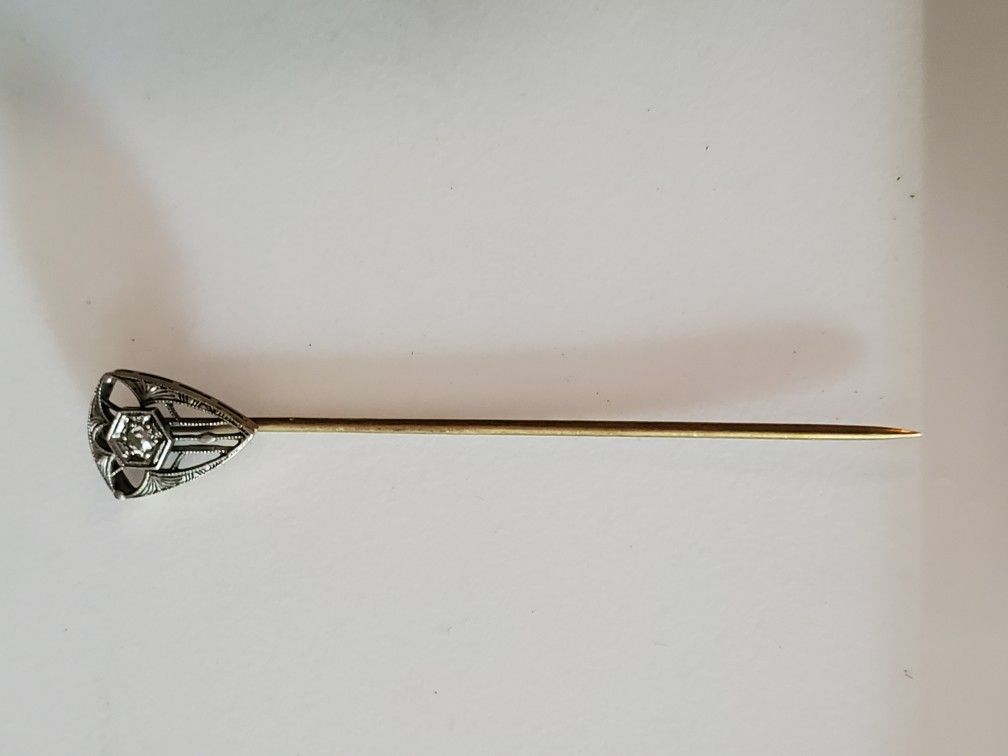 Vintage 14k Hat Pin With Diamond