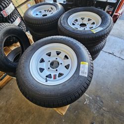 New ST 205X75R14 Tire Trailer Wheel With Rim 5 Lug 5 On 4.5 Bolt Pattern Standard 14" 205 75 14