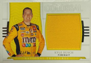 2022 KYLE BUSCH #18 M&Ms PANINI COLOSSAL 37/49 NATIONAL TREASURES NASCAR FIRESUIT CARD