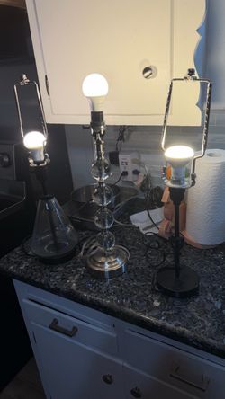 Set of 3 Table Lamps No Shades