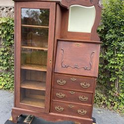 Antique Side-by-Side Bookcase Secretary Desk