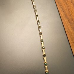 Real 14k Gold and Emerald Bracelet