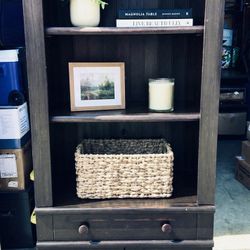 Dark Brown Bookshelf Media-Cabinet w Drawer