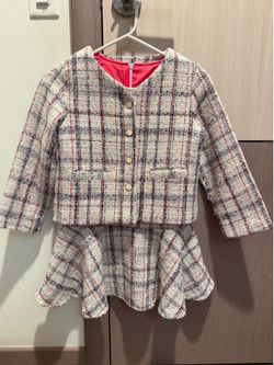 Girls’ Tweed Jacket & Dress Set, Size 6–7T