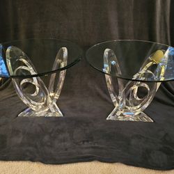 (2) Mikhail Loznikov Eclipse of Time Lucite End Table Tables