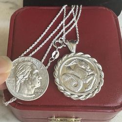 .999 Sterling Silver,  Double Sided Collectors Edition Caesar Rufo Zodiac Capricorn Pendant/ Necklace 22in. 925 Chain 
