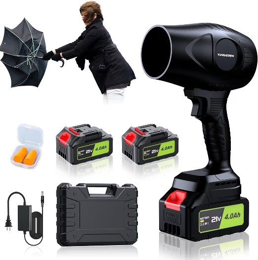 980,000 RPM Cordless Leaf Blower - 21V Electric Handheld Leaf Blower with 2×4.0Ah Batteries & Fast Charger - Lightweight for Patio, Lawn, Yard, Deck C