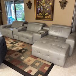 Modern MAN-CAVE Leather Electric Sectional.